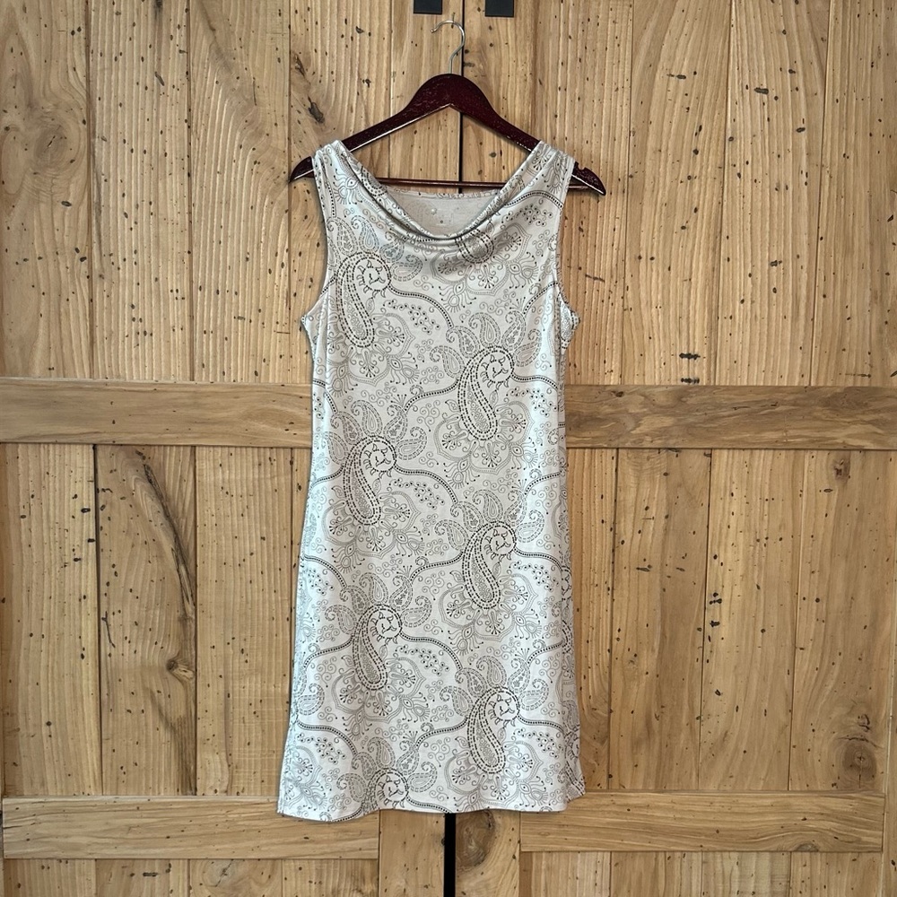 Title Nine Cowl Neck Sleeveless Dress – Neutral Paisley Print – Size M